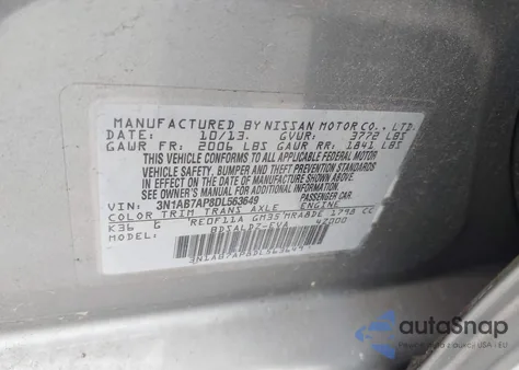 2013 Nissan Sentra Sv z USA, uszkodzony, nr VIN 3N1AB7AP8DL563649